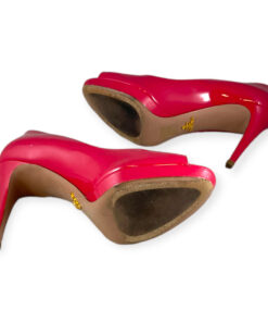 Prada Patent Leather Peep Toe Pumps in Pink 38 13
