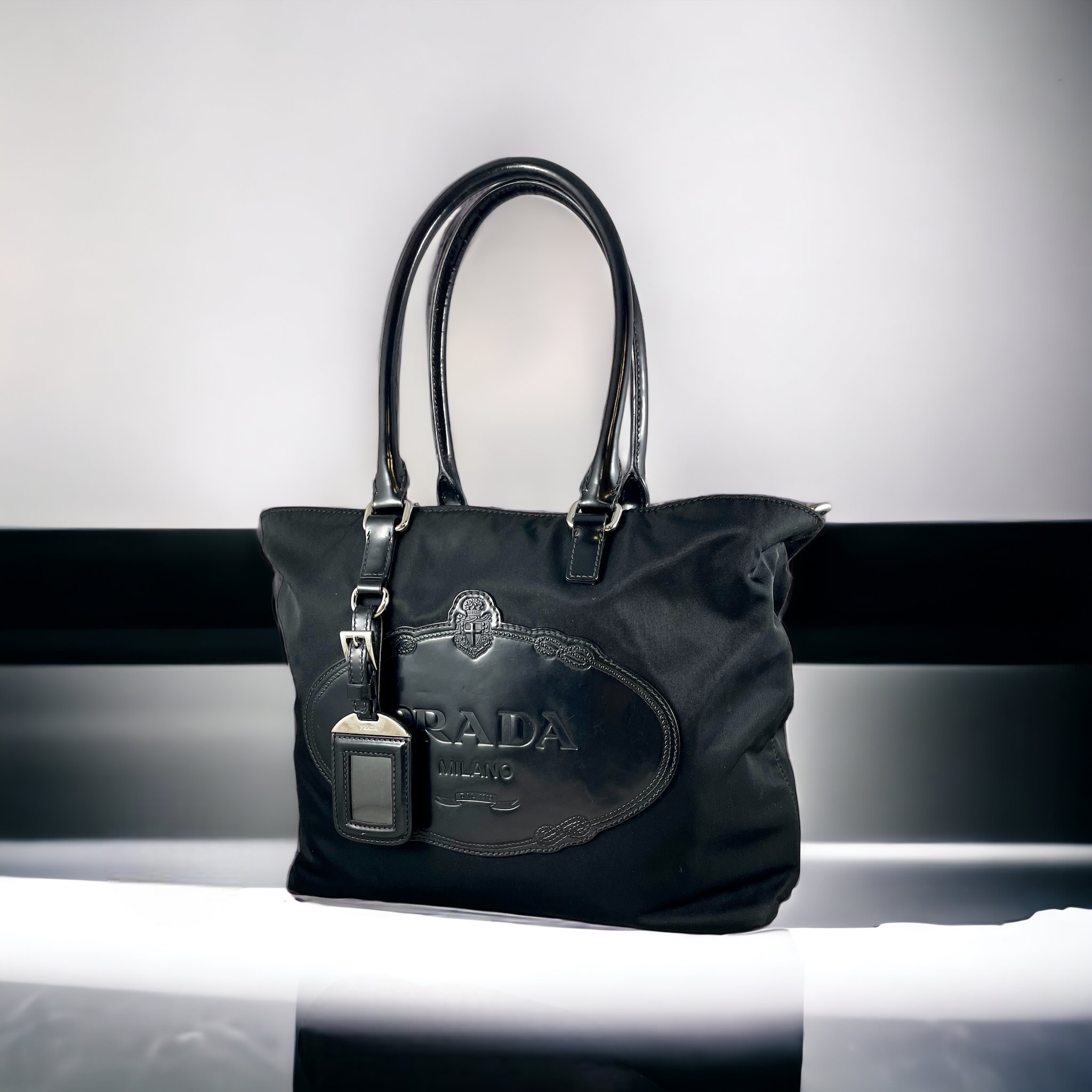 Prada Grey/Black Nylon Crossbody Bag