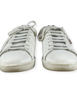 Saint Laurent Metallic Lip Classic Court Sneakers in White 39 9
