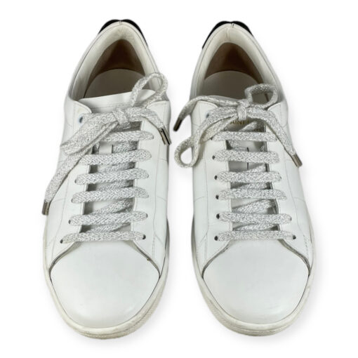 Saint Laurent Metallic Lip Classic Court Sneakers in White 39 4