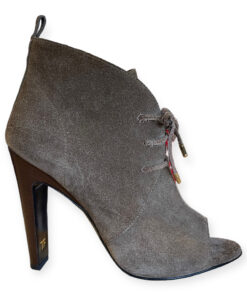 Tom Ford Suede Peep Toe Booties in Taupe 39.5 8