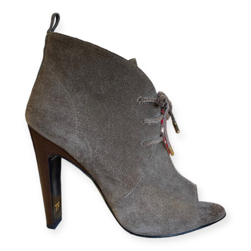 Tom Ford Suede Peep Toe Booties in Taupe 39.5 2