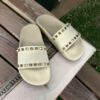 Size 35 | Valentino Rockstud Rubber Slide Sandals in Ivory