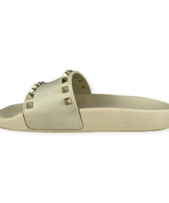 Valentino Rockstud Rubber Slide Sandals in Ivory | Size 35 7