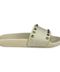 Valentino Rockstud Rubber Slide Sandals in Ivory | Size 35 8