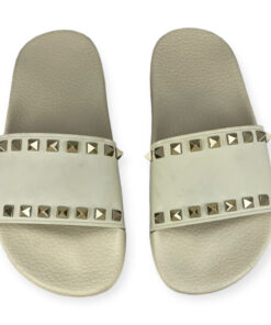 Valentino Rockstud Rubber Slide Sandals in Ivory | Size 35 9