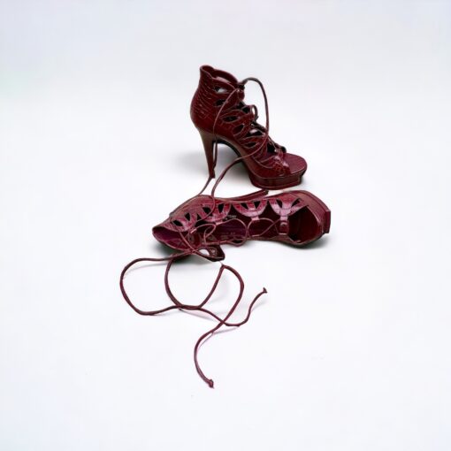 Size 40 | Saint Laurent Embossed Sandals in Rouge