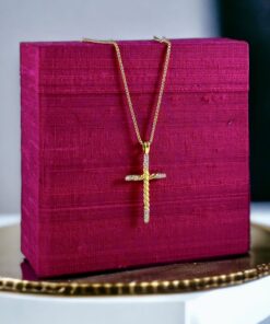 David Yurman Diamond Cross Pendant Necklace 18K