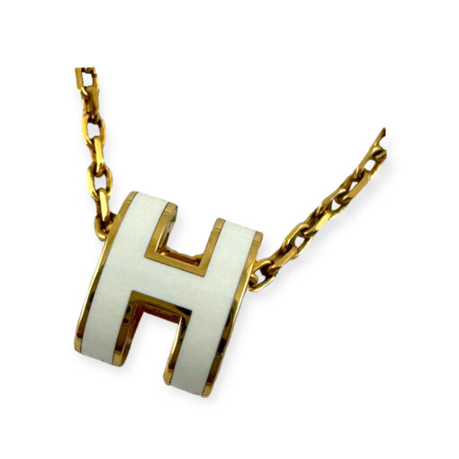 Hermes Mini Pop H Pendant Necklace in White 2