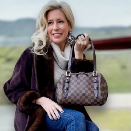 Louis Vuitton Damier Rivington Shoulder Bag PM Brown Leather