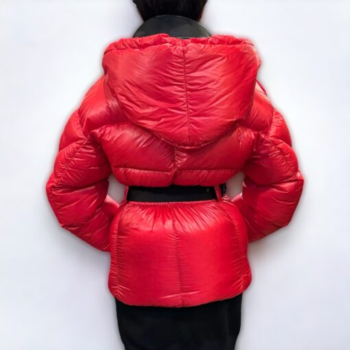 Moncler Hoodie Puffer Jacket in Red Size Small 1