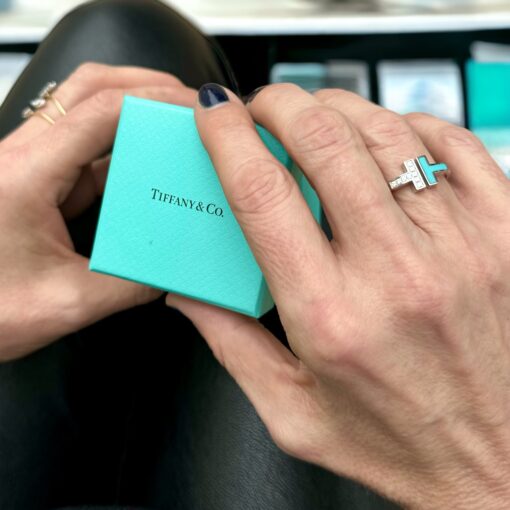 Size 6 | Tiffany & Co T Diamond Turquoise Wire Ring