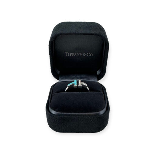 Tiffany & Co T Diamond Turquoise Wire Ring Size 6 1