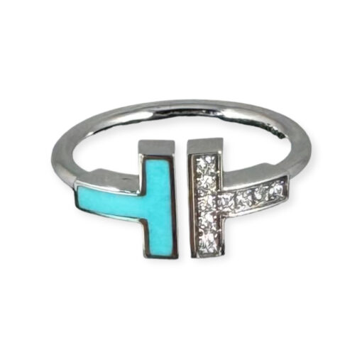 Tiffany & Co T Diamond Turquoise Wire Ring Size 6 2