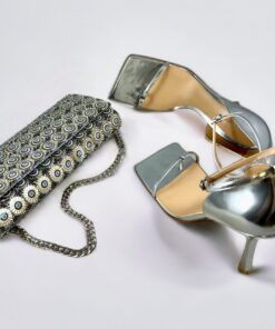 Size 39.5 | Bottega Veneta Metallic Sandals in Silver