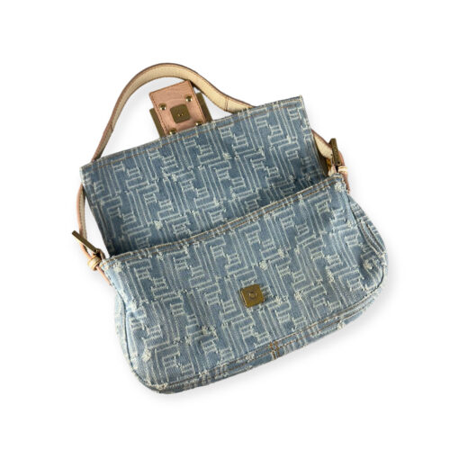 Fendi Logo Denim Baguette Bag in Light Blue 8