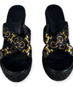 Gucci Horsebit Espadrille Wedges in Black Size 37 10