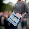 Valentino Knit Roman Stud Medium Shoulder Bag in Periwinkle