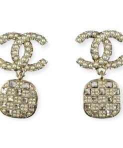 Chanel CC Strass Square Drop Earrings 9