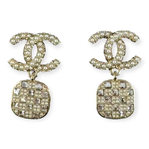 Chanel CC Strass Square Drop Earrings 1