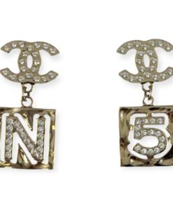 Chanel No 5 Crystal Drop Earrings in Gold 7