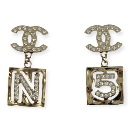Chanel No 5 Crystal Drop Earrings in Gold 1