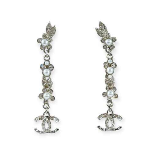 Chanel Pearl Flower Drop Earrings in Silver 1