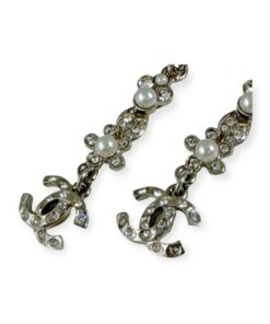 Chanel Pearl Flower Drop Earrings in Silver 9