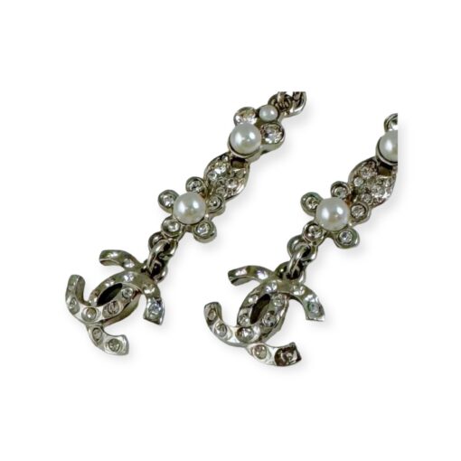 Chanel Pearl Flower Drop Earrings in Silver 2