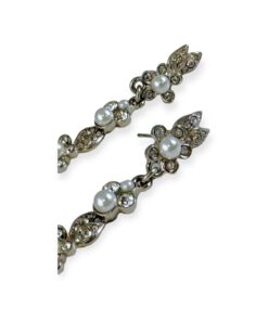 Chanel Pearl Flower Drop Earrings in Silver 10
