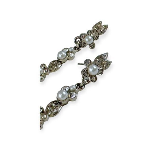 Chanel Pearl Flower Drop Earrings in Silver 3