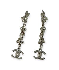 Chanel Pearl Flower Drop Earrings in Silver 11