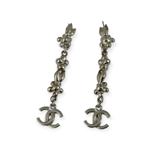 Chanel Pearl Flower Drop Earrings in Silver 4
