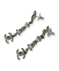 Chanel Pearl Flower Drop Earrings in Silver 14