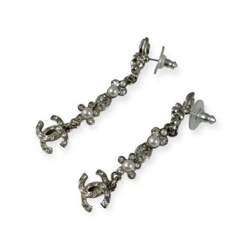 Chanel Pearl Flower Drop Earrings in Silver 7