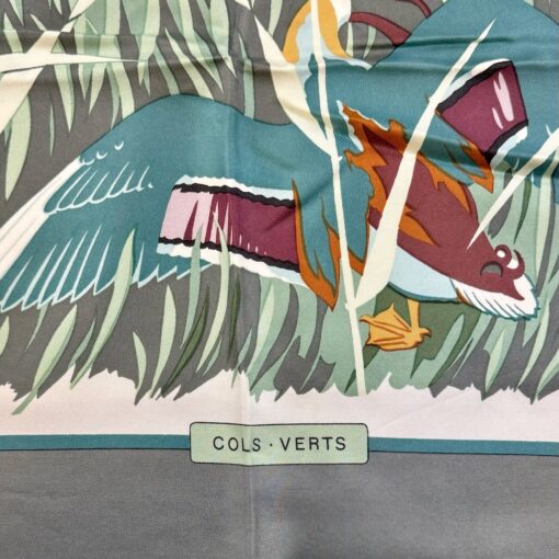 Hermes Cols Verts Scarf in Gray & Green