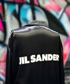 Size Medium | Jill Sander Satin Logo Coat in Black