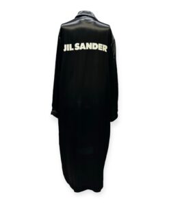 Jill Sander Satin Logo Coat in Black 16