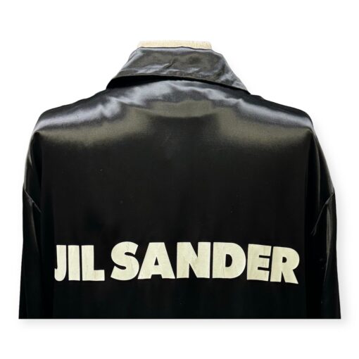 Jill Sander Satin Logo Coat in Black 8