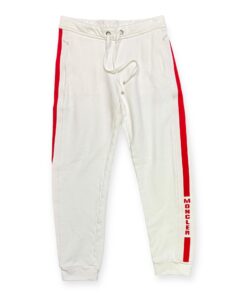Moncler Striped Knit Joggers in White & Red Small 7