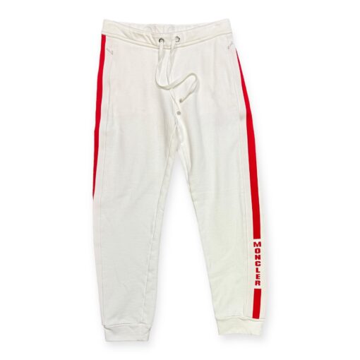 Moncler Striped Knit Joggers in White & Red Small 1