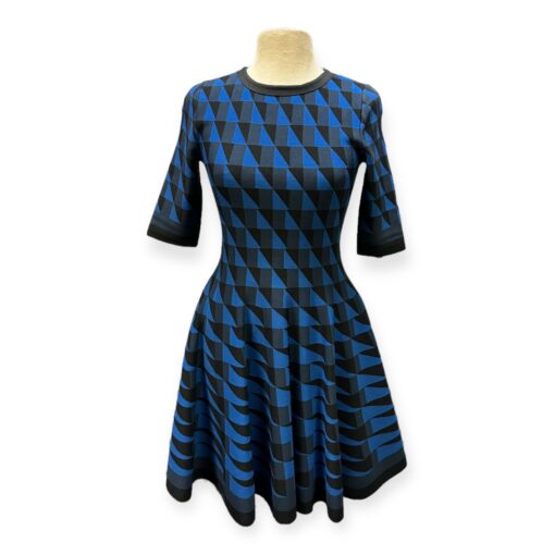 Oscar De La Renta Knit Geo Dress in Blue Size 6 1