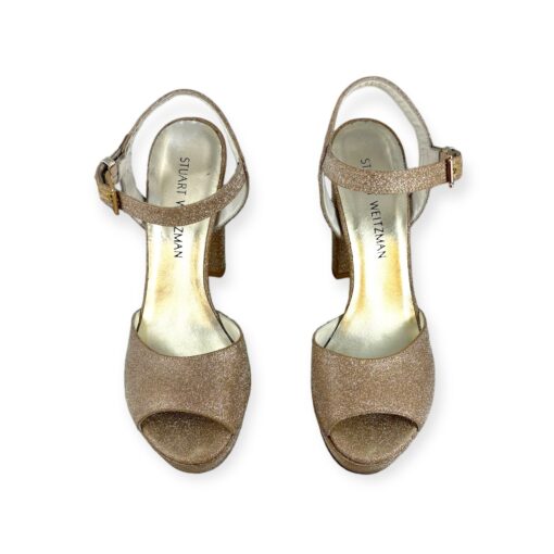 Stuart Weitzman Glitter Sandals in Gold Size 8.5 4