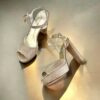 Size 8.5 | Stuart Weitzman Glitter Sandals in Gold