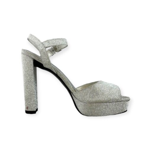 Stuart Weitzman Glitter Sandals in Silver | Size 8.5 1