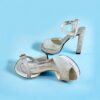 Size 8.5 | Stuart Weitzman Glitter Sandals in Silver