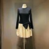 Size 12 | Valentino Drop Waist Dress in Black & Ivory