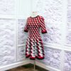 Oscar De La Renta Knit Geo Dress in Red | Size 6