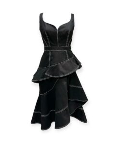Alexander McQueen Denim Ruffle Dress in Black | Size 46 8