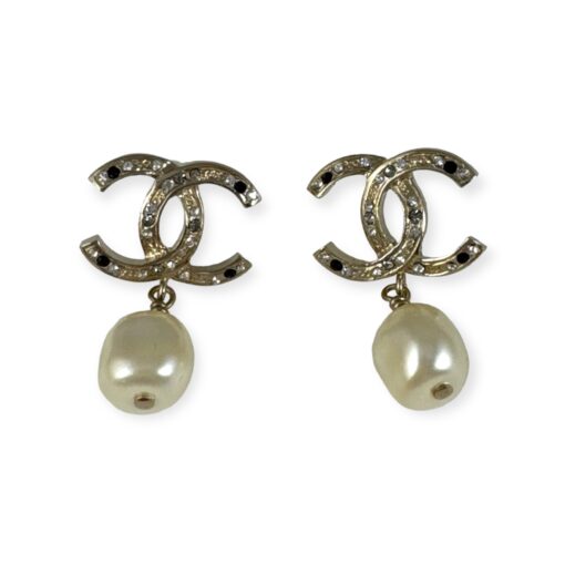 Chanel CC Pearl Drop Earrings in Gold 1